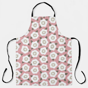 Seamless pattern with cute flowers on pink backgro apron