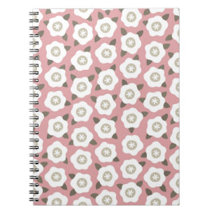Seamless pattern with cute flowers on pink backgro notebook