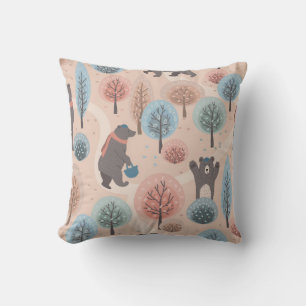 Seamless pattern with cute funny handdrawn bears i cushion