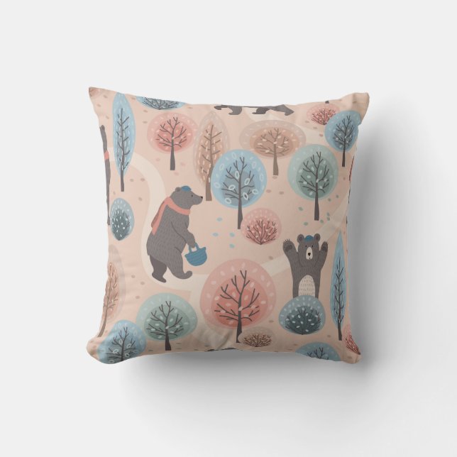Seamless pattern with cute funny handdrawn bears i cushion (Front)