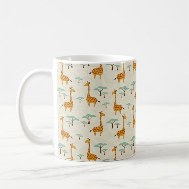Seamless pattern with cute giraffes and trees, Vin Coffee Mug (Left)