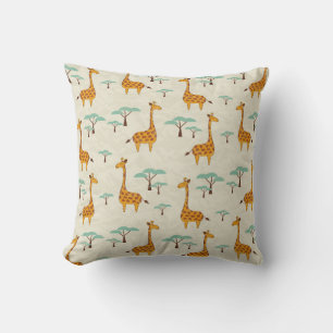 Seamless pattern with cute giraffes and trees, Vin Cushion