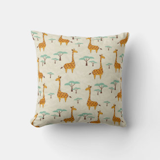 Seamless pattern with cute giraffes and trees, Vin Cushion
