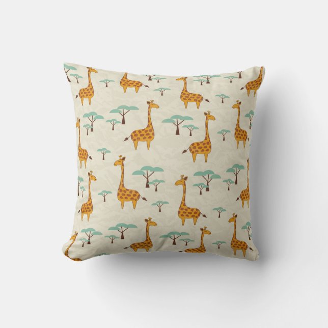 Seamless pattern with cute giraffes and trees, Vin Cushion (Front)