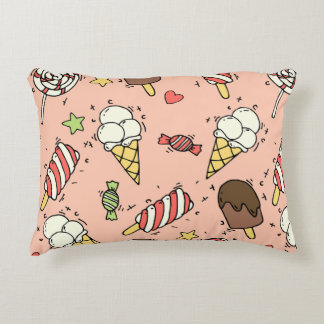 Seamless pattern with cute ice cream and lollipops decorative cushion