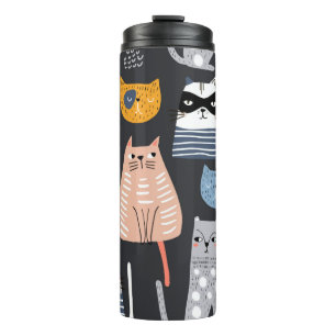 Seamless pattern with cute Kittens in diferent sty Thermal Tumbler