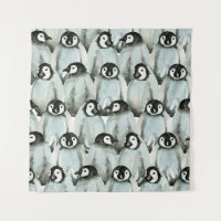 Seamless pattern with cute penguins