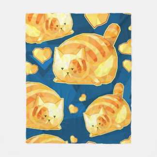 Seamless pattern with cute polygonal cartoon cats, fleece blanket