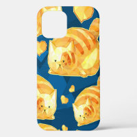 Seamless pattern with cute polygonal cartoon cats,