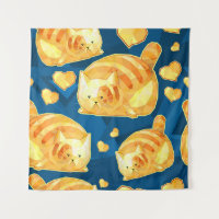 Seamless pattern with cute polygonal cartoon cats,