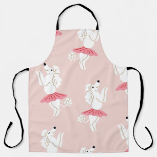 Seamless pattern with cute poodle dogs in cute bal apron
