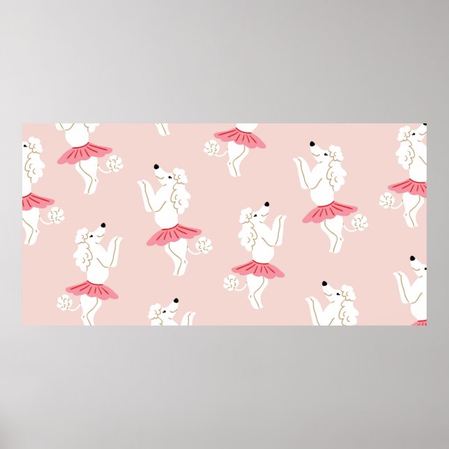 Seamless pattern with cute poodle dogs in cute bal poster (Front)
