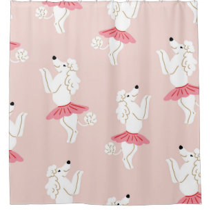 Seamless pattern with cute poodle dogs in cute bal shower curtain
