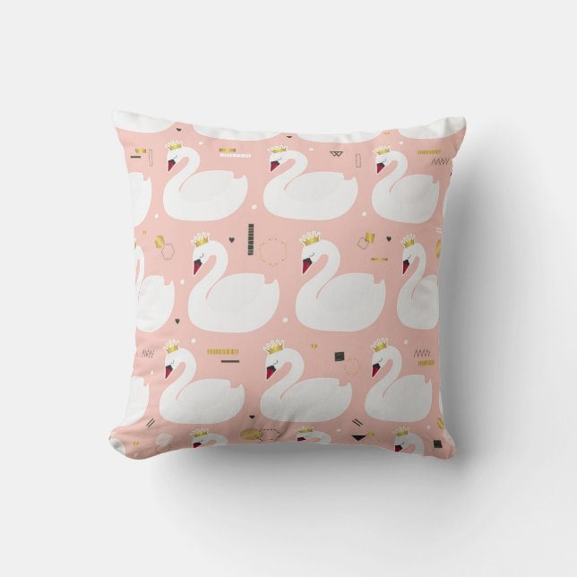Seamless pattern with cute white swans. All elemen Cushion (Front)