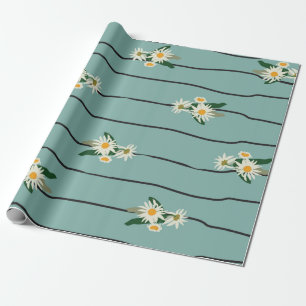 Seamless pattern with daisy and stripes wrapping paper