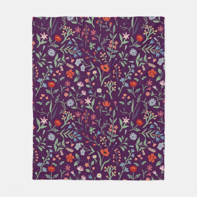 Seamless pattern with decorative flowers fleece blanket (Front)
