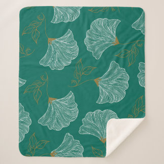 Seamless pattern with decorative flowers sherpa blanket