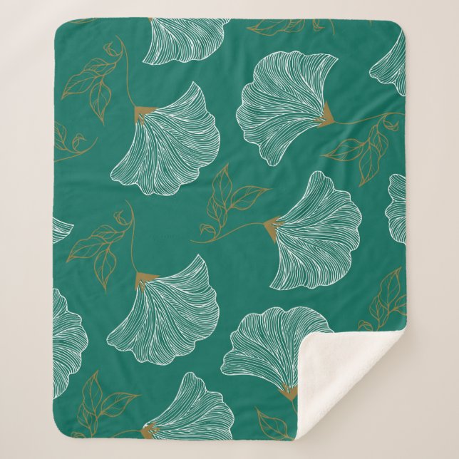 Seamless pattern with decorative flowers sherpa blanket (Front)