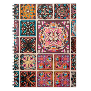 Seamless pattern with decorative mandalas. Vintage Notebook