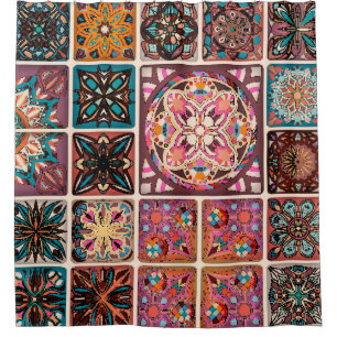 Seamless pattern with decorative mandalas. Vintage Shower Curtain