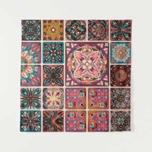 Seamless pattern with decorative mandalas. Vintage Tapestry