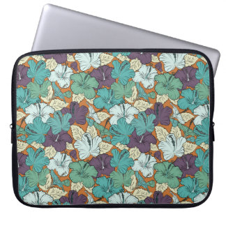 Seamless pattern with decorative summer hibiscus f laptop sleeve