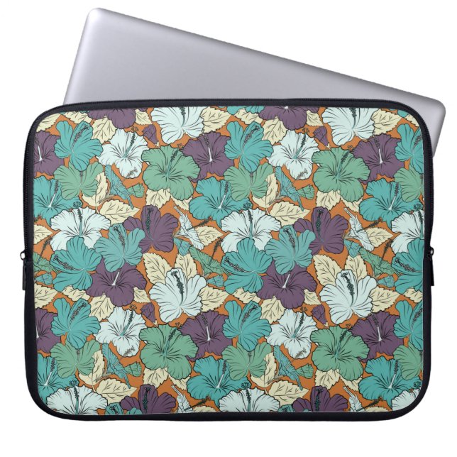 Seamless pattern with decorative summer hibiscus f laptop sleeve (Front)