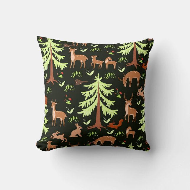 Seamless pattern with deers in the forest. cushion (Front)