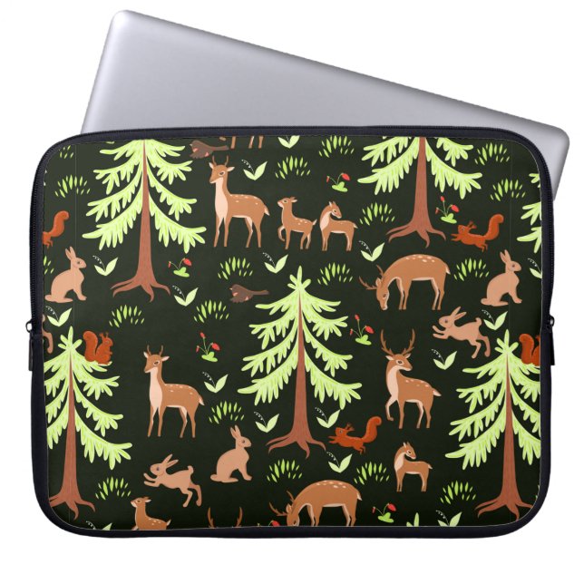 Seamless pattern with deers in the forest. laptop sleeve (Front)