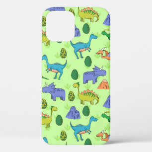 Seamless pattern with different cute dinosaurs, mo iPhone 12 case