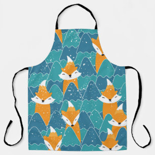 Seamless pattern with different cute foxes. apron