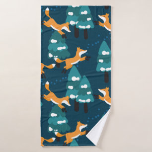Seamless pattern with different cute foxes. bath towel