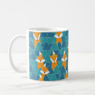 Seamless pattern with different cute foxes.  coffee mug