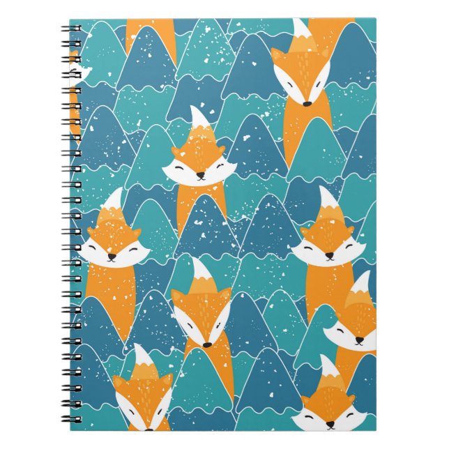 Seamless pattern with different cute foxes.  notebook (Front)