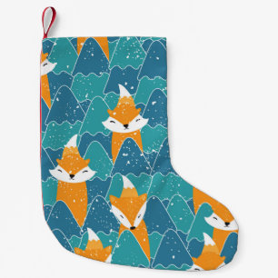 Seamless pattern with different cute foxes. small christmas stocking