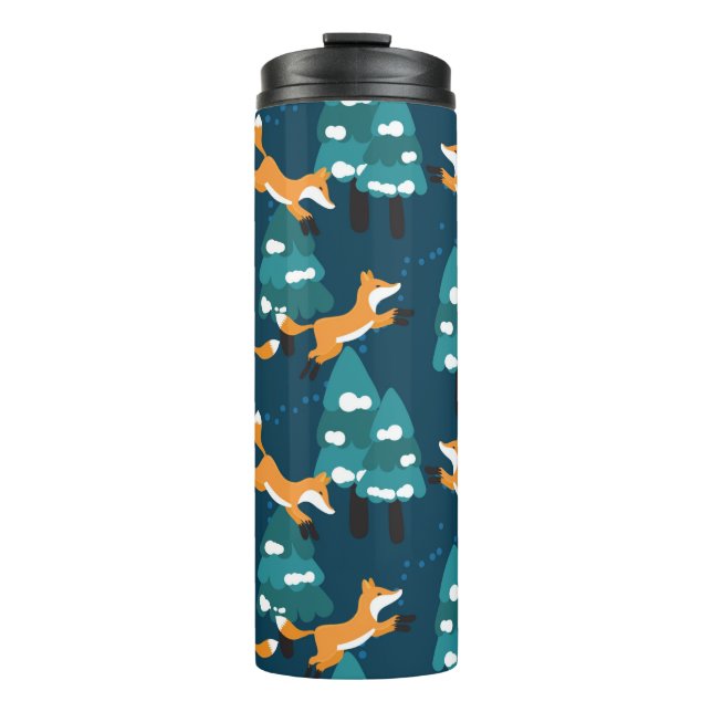 Seamless pattern with different cute foxes. thermal tumbler (Front)