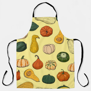 Seamless pattern with different hand drawn squashe apron