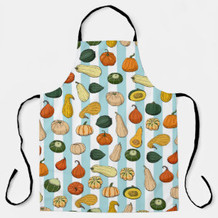 Seamless pattern with different hand drawn squashe apron