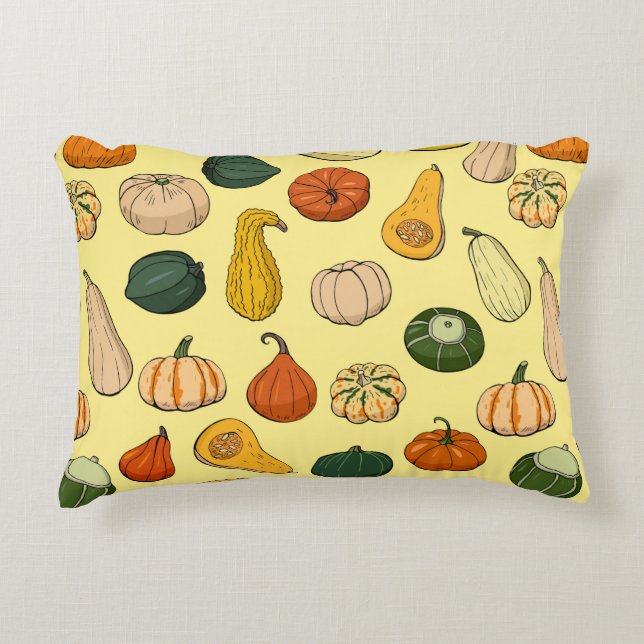 Seamless pattern with different hand drawn squashe decorative cushion (Front)