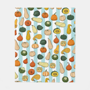 Seamless pattern with different hand drawn squashe fleece blanket