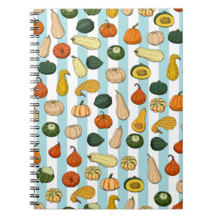 Seamless pattern with different hand drawn squashe notebook