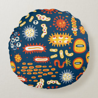 Seamless pattern with different kinds of microorga round cushion