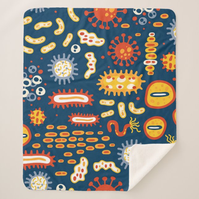 Seamless pattern with different kinds of microorga sherpa blanket (Front)