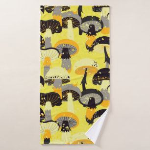 Seamless pattern with different mushrooms.  bath towel