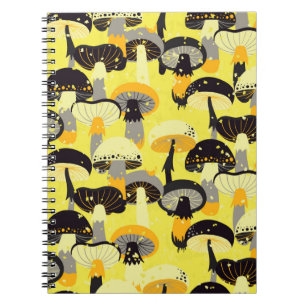 Seamless pattern with different mushrooms. notebook