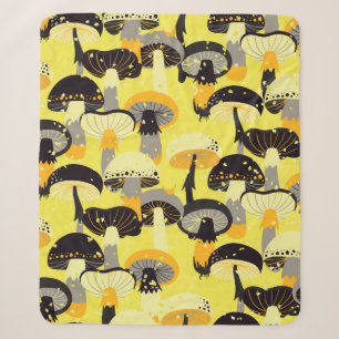 Seamless pattern with different mushrooms. sherpa blanket
