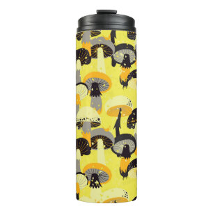 Seamless pattern with different mushrooms.  thermal tumbler