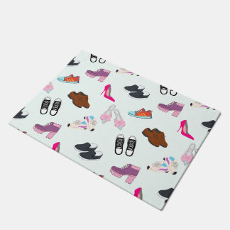Seamless pattern with different shoes doormat
