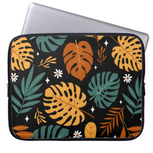 Seamless pattern with different tropical leaves an laptop sleeve