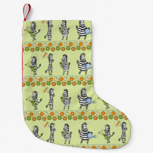 Seamless pattern with different zebras and differe small christmas stocking